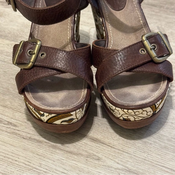 BLACKSTONE Brown Leather Wedge Heel Open Toe Sandals Size 39 /US 8 EUC WORN ONCE - Picture 4 of 12